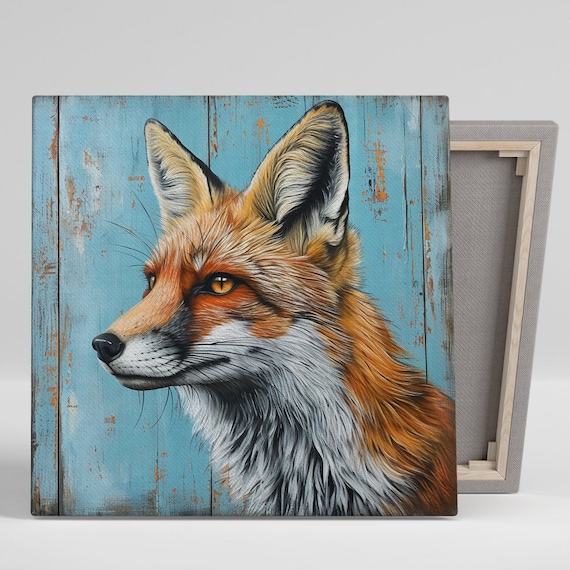 Fox Portrait Rustic Farmhouse Living Room Art Print