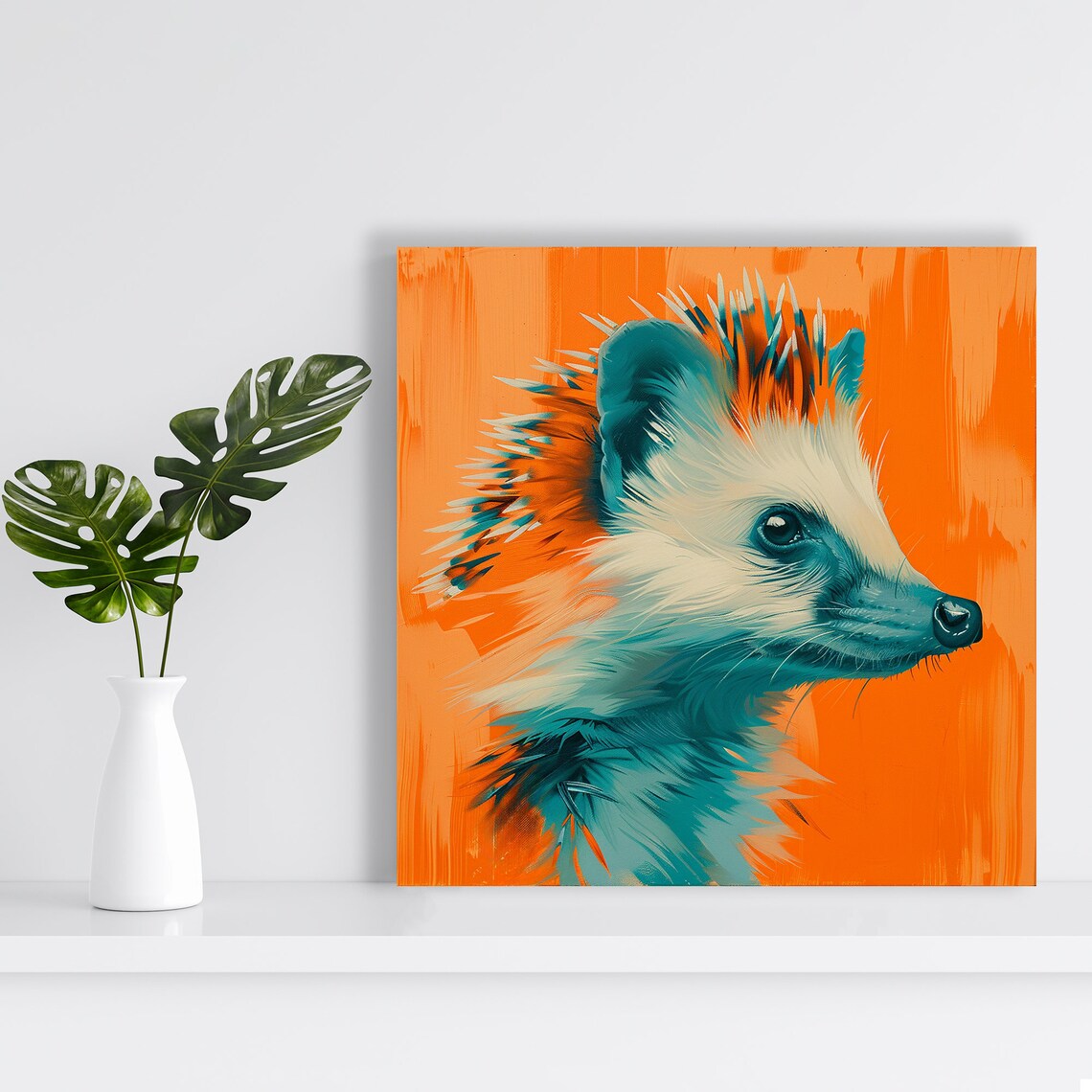 Vibrant Raccoon Portrait Art Or Poster Animal Pop Art Decor Living Room Bedroom Office Childrens Room Wall Art Teal Orange White - Image 2