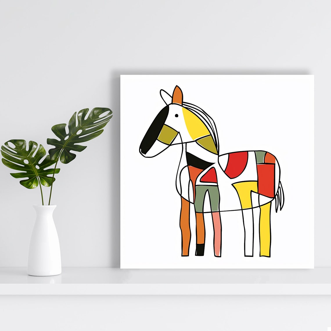Abstract Geometric Horse Colorful Modern Animal Line Art Poster - Image 2
