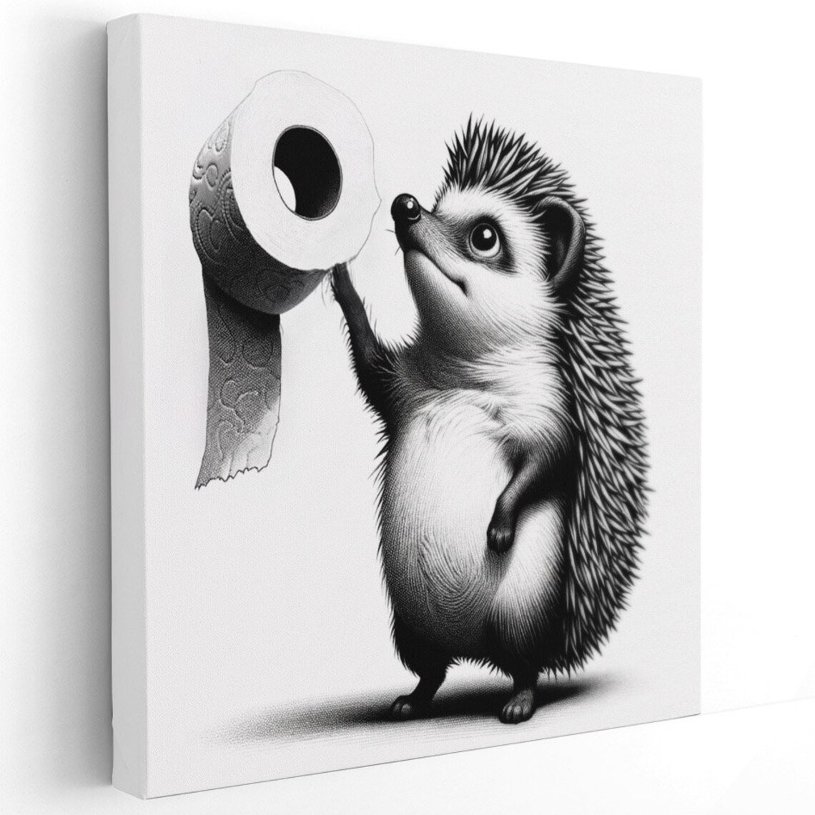 Hedgehog With Toilet Paper Bathroom Poster Art - Image 4