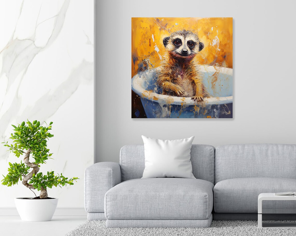 Meerkat In Bathtub Bathroom Wall Art Poster Print - Image 3