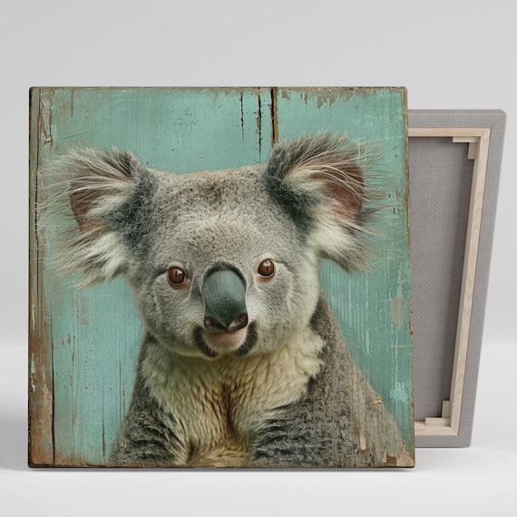 Curious Koala Whimsical Rustic Nursery Art Print