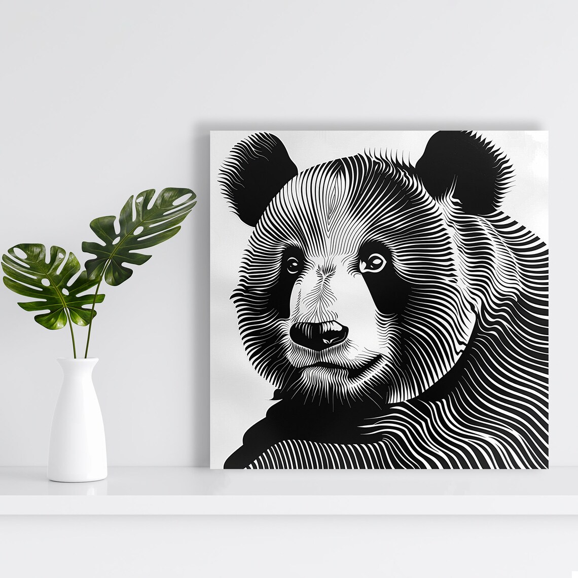Panda Illusion Art Print, Contemporary Minimalist - Image 2