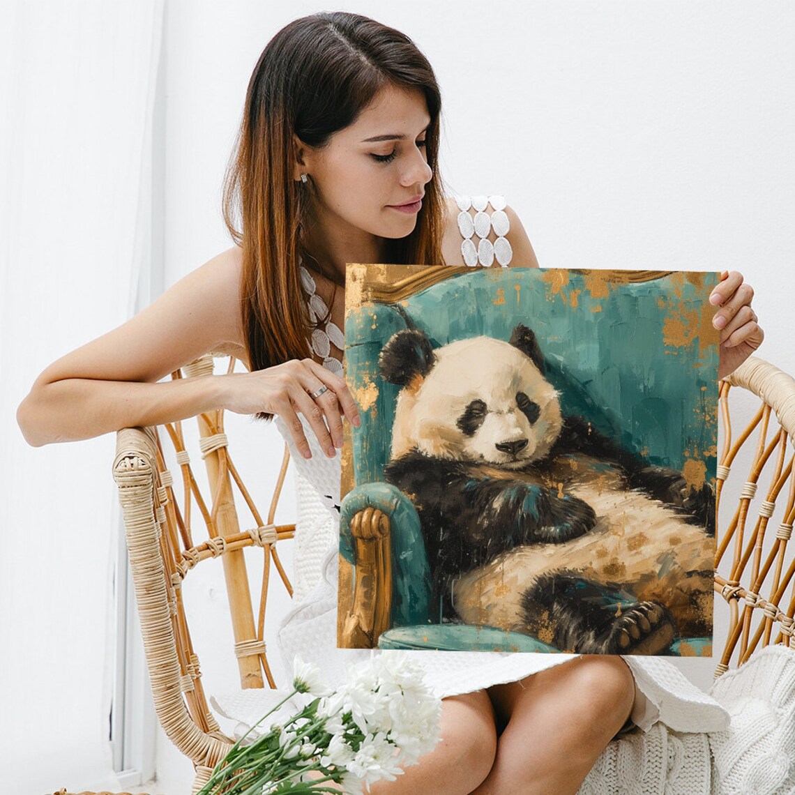 Panda Repose Contemporary Whimsical Art Print - Image 3