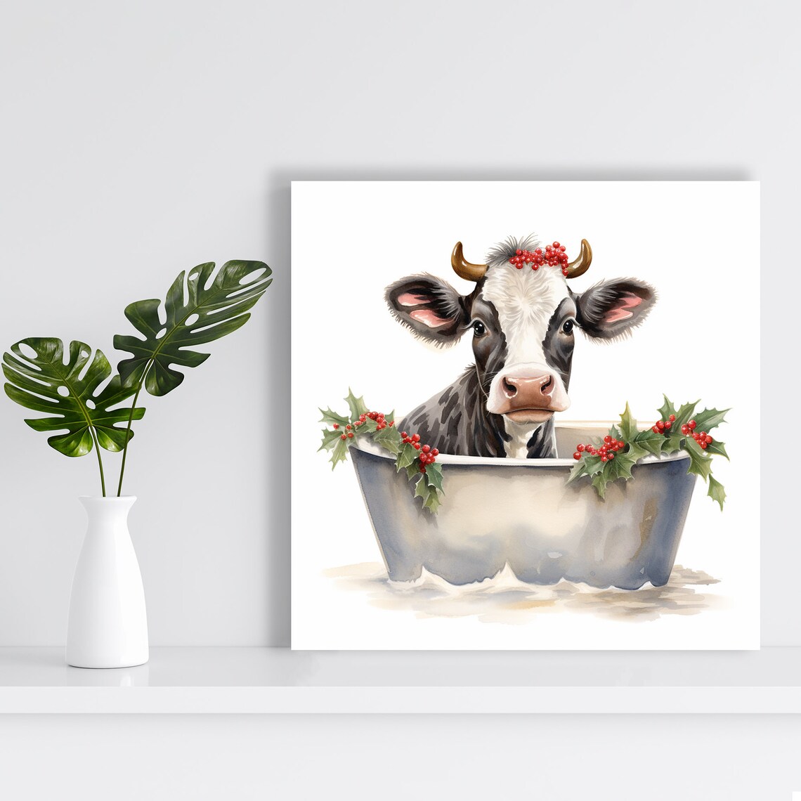 Cow Bathtub Art Print, Whimsical Farmhouse Decor - Image 2