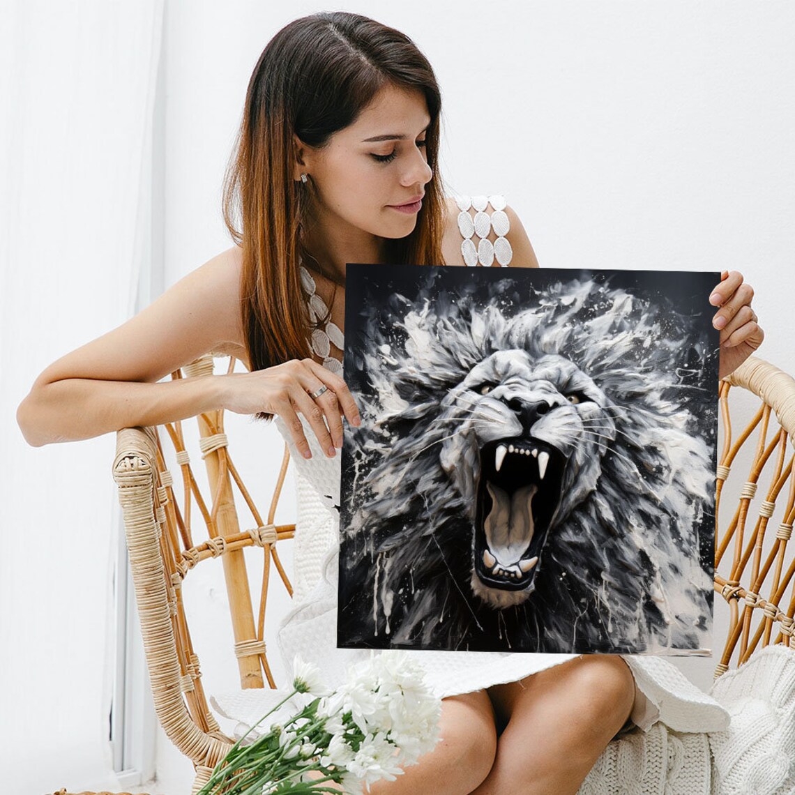 Roaring Lion Safari Decor for Living Room Art Print - Image 3