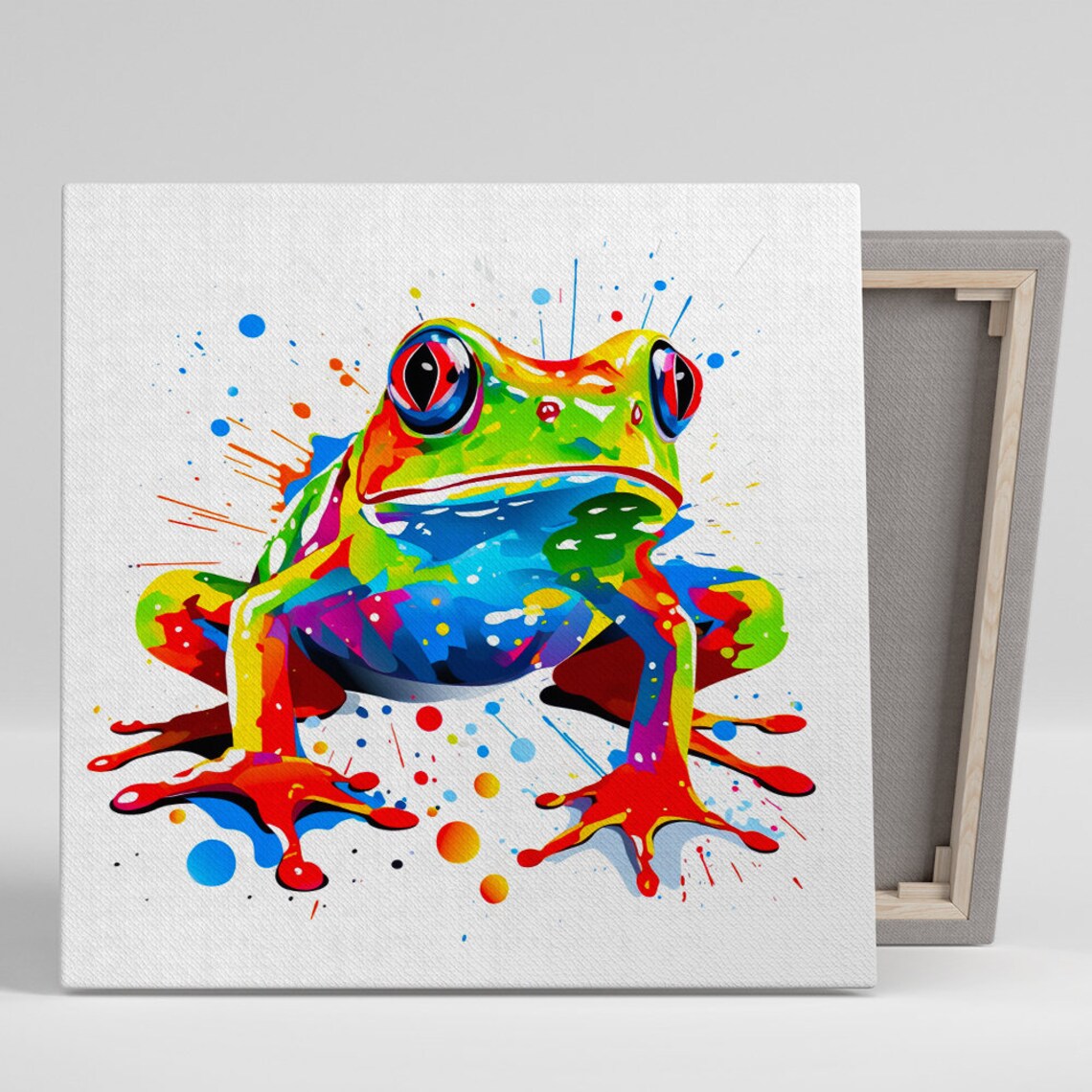 Rainbow Neon Frog Pop Art Splash Colorful Animal Wall Poster