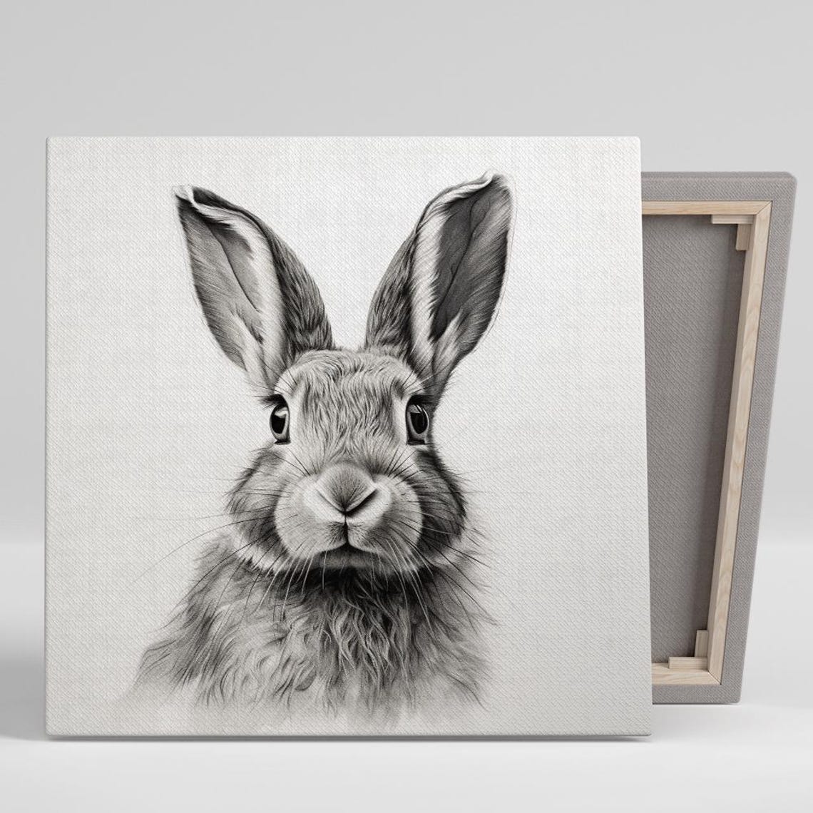 Hare Face Pencil Sketch Black And White Animal Wall Art Decor Poster