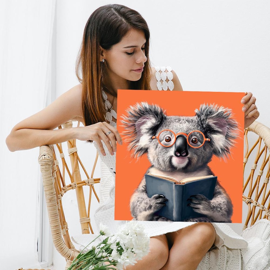 Koala Bookworm, Whimsical Contemporary Art Print - Image 3