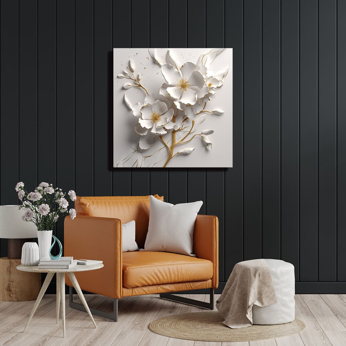 White Flower Botanical Wall Art Print, Modern Floral - Image 2