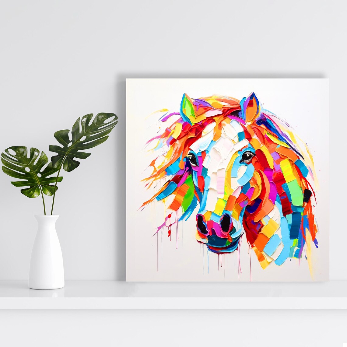 Horse Mosaic Abstract Animal Art Print for Kids - Image 2