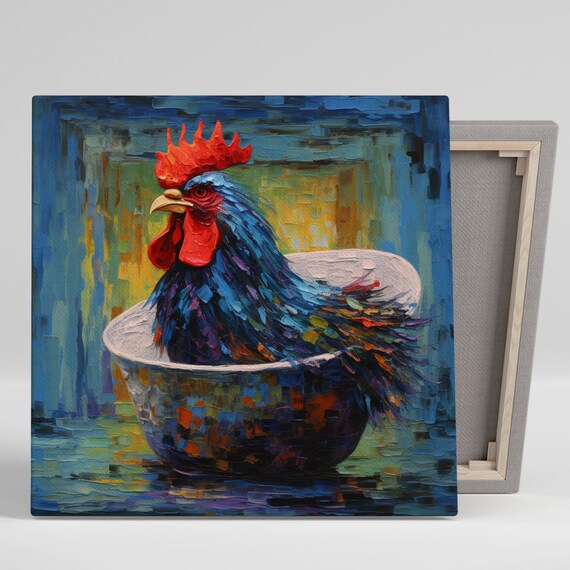 Rooster in Bathtub Farmhouse Bathroom Art Print