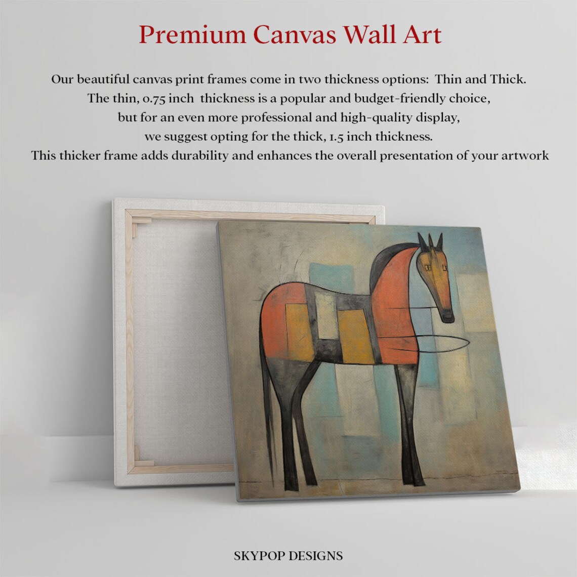 Cubist Red Horse Full Body Abstract Geometric Modern Equine Art Poster - Image 2