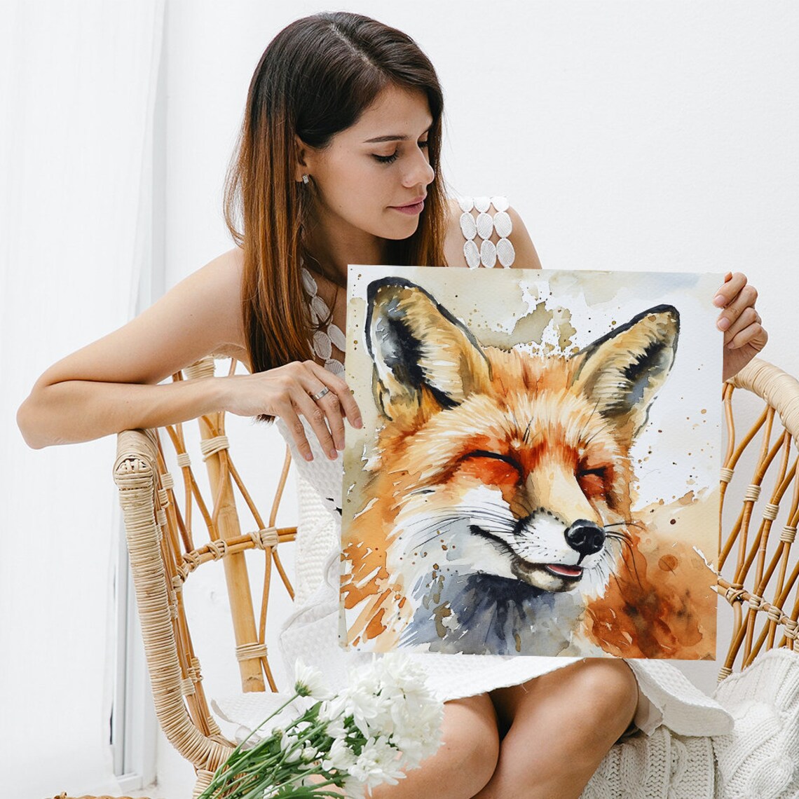 Sleepy Fox Whimsical Rustic Decor Wall Art Print - Image 3