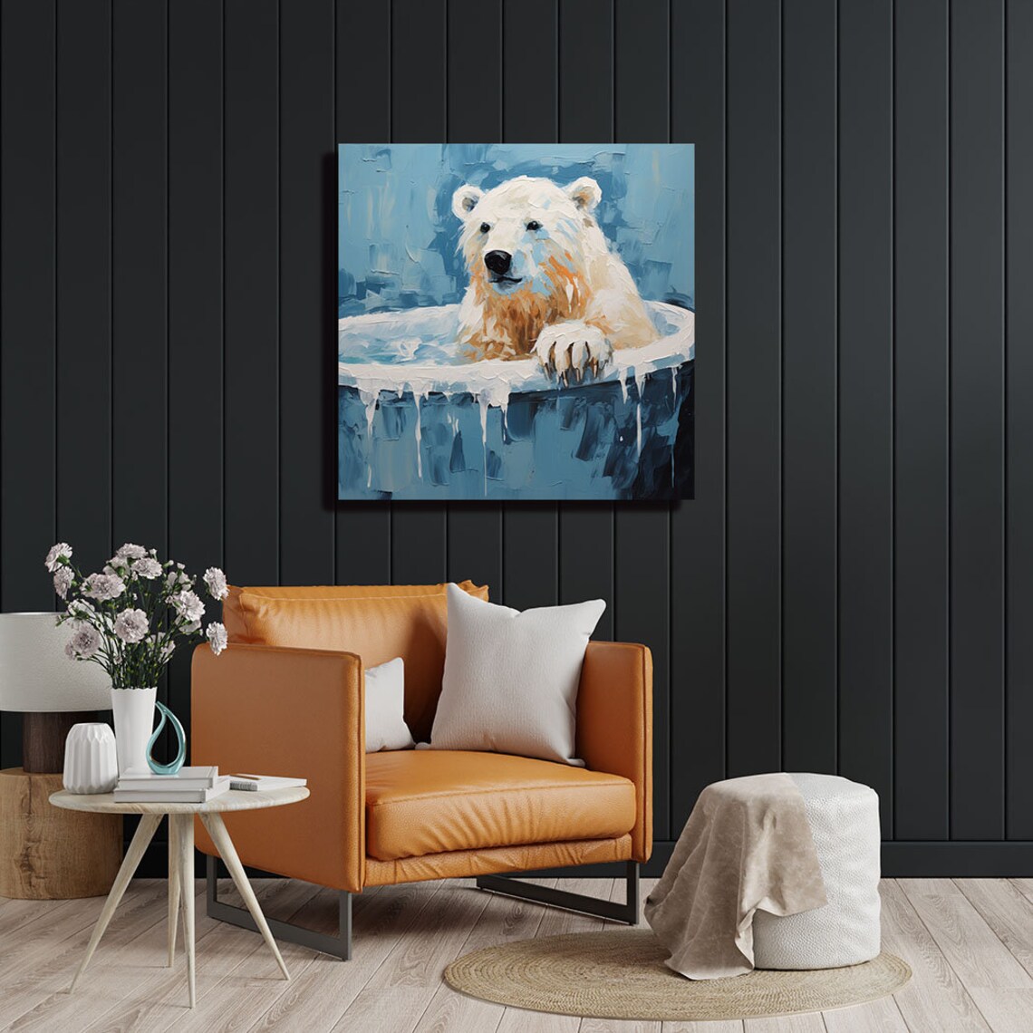 Polar Bear In Bathtub Art Print, Bathroom Decor - Image 3