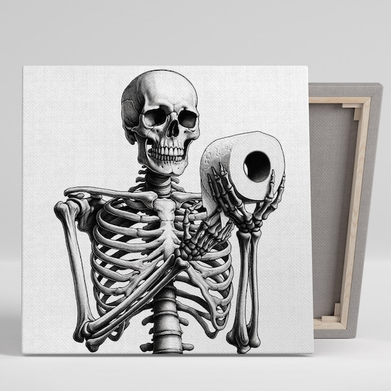 Skull Bathroom Decor, Funny Bathroom Wall Art Print