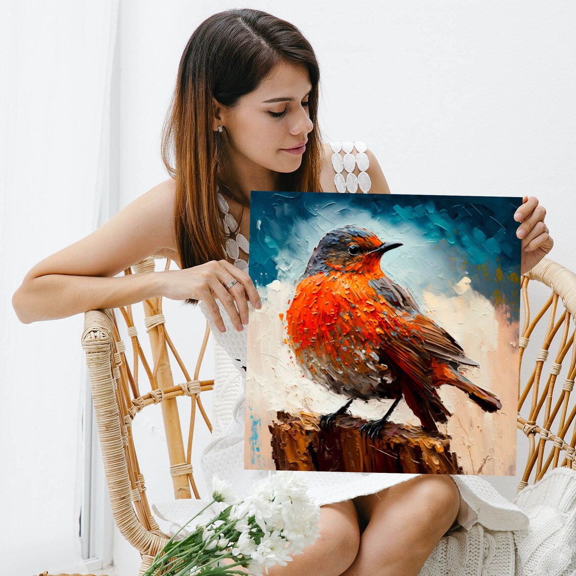 Robin Bird Wall Art Print, Nature Bird Decor for Home - Image 3