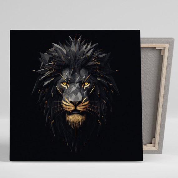 Geometric Lion Majesty Art Or Poster Contemporary Minimalist Glam Decor Living Room Office Bedroom Game Room Wall Art Lion Decor