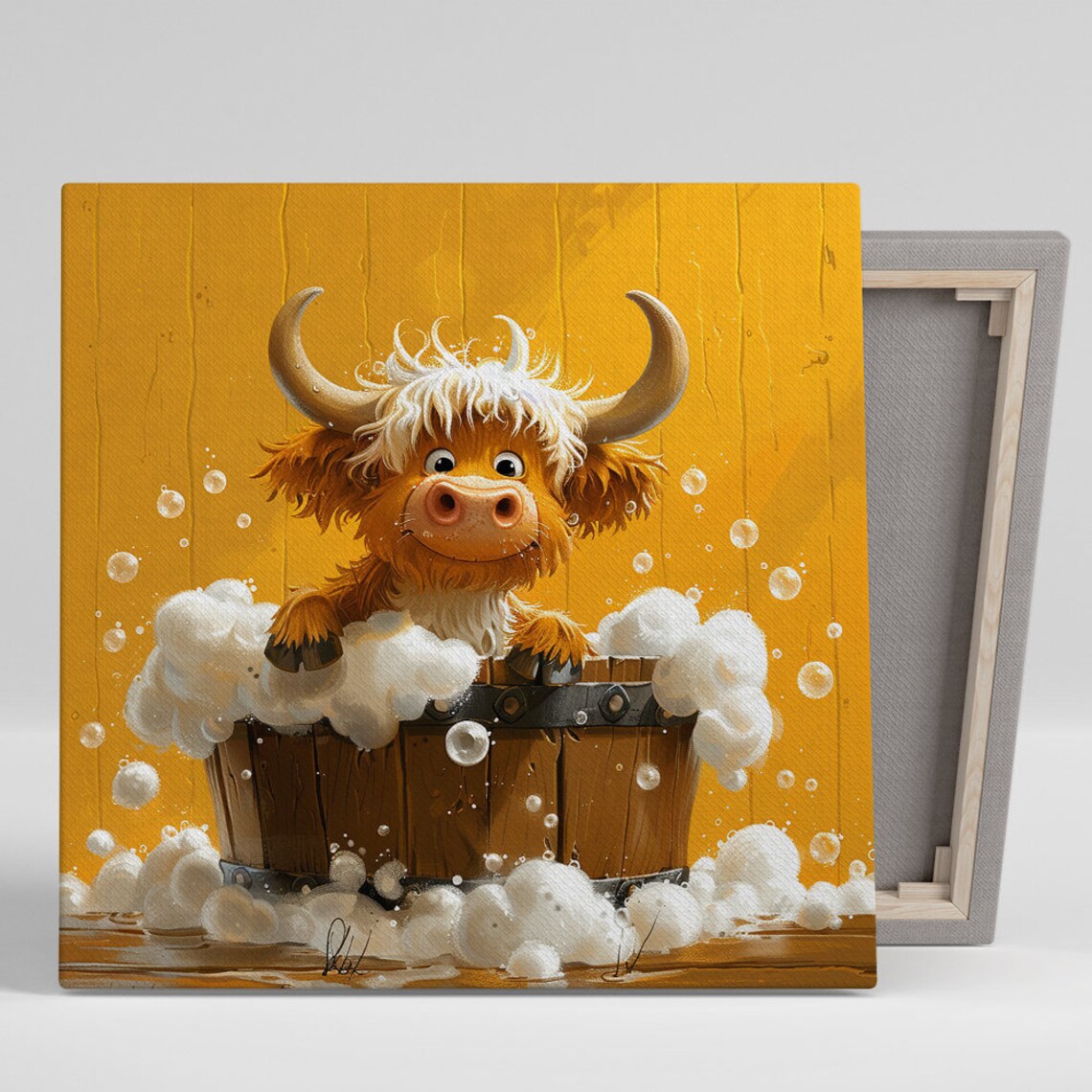 Highland Cow Whimsical Farmhouse Wall Art Print
