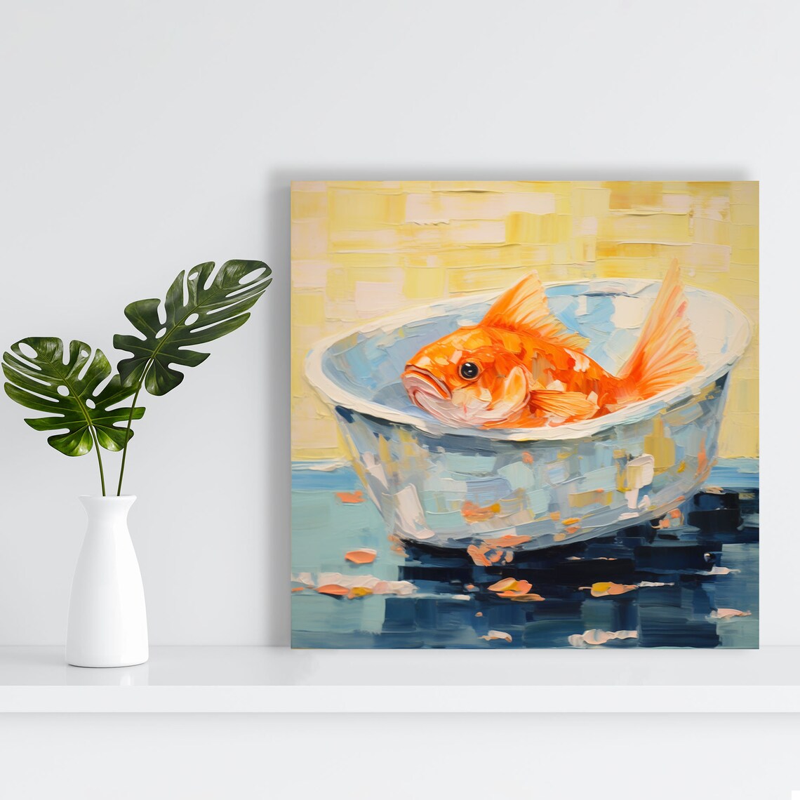 Gold Fish in Bathtub, Bathroom Animal Art Print - Image 4