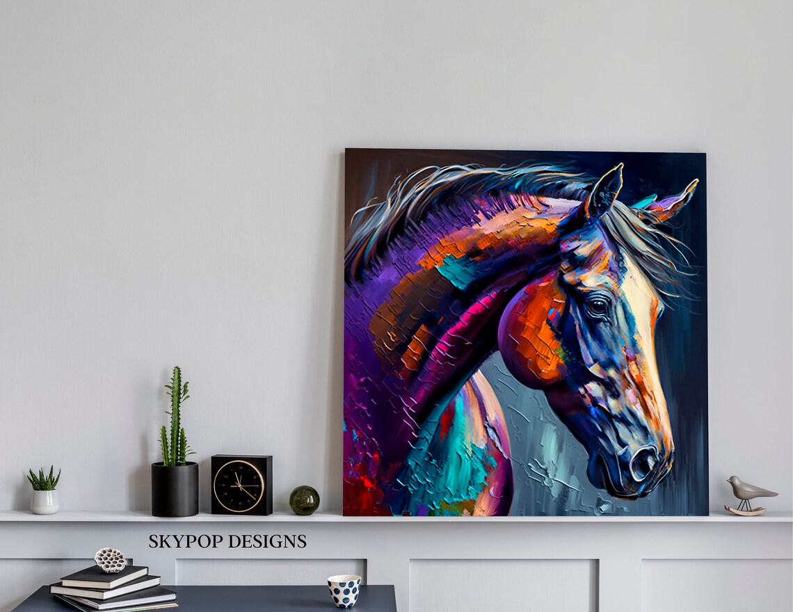 White Horse Wall Art Print, Living Room Bedroom Decor - Image 3