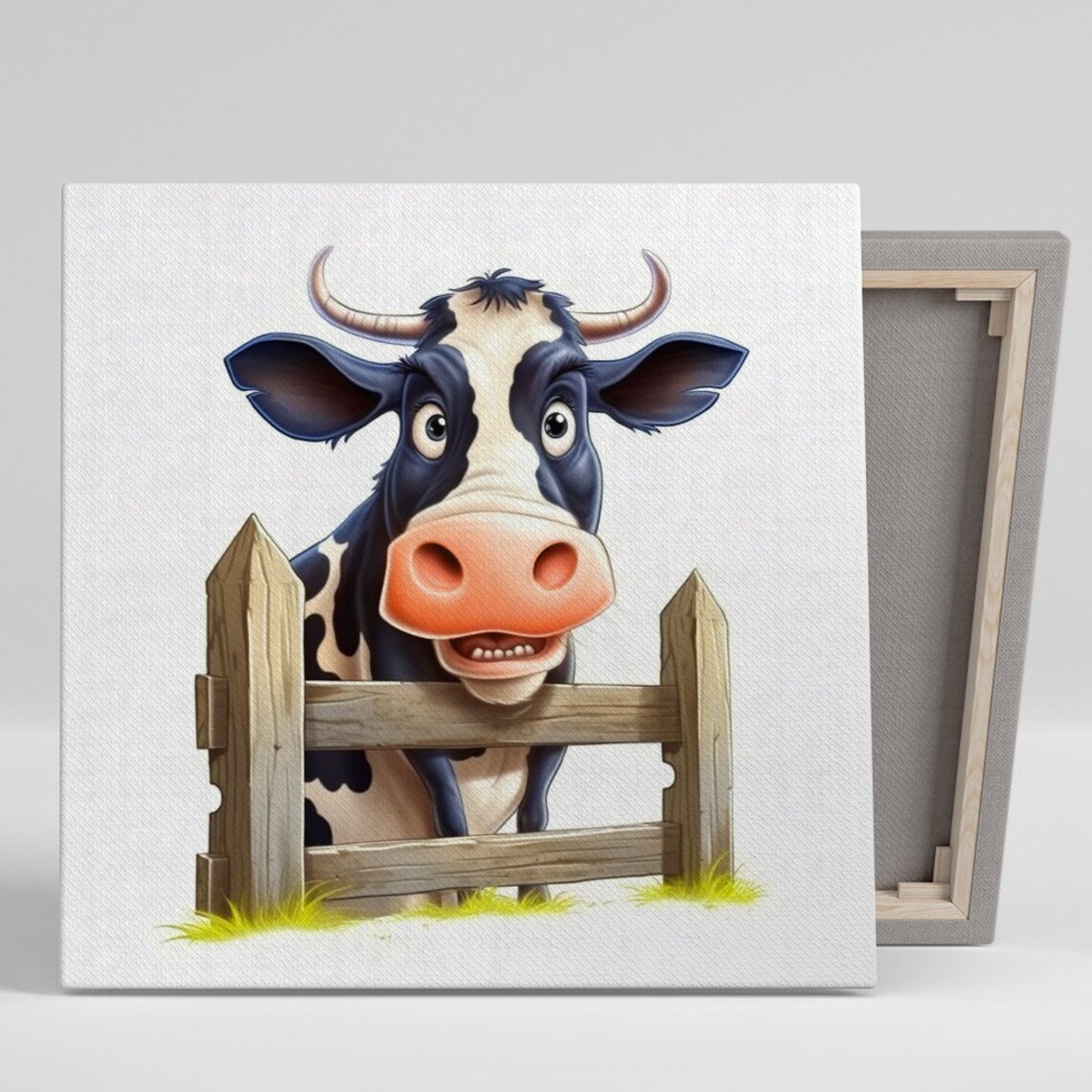 Curious Cow Whimsical Rustic Farmhouse Art Print
