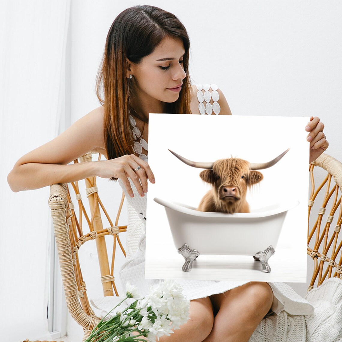 Highland Cow Whimsical Rustic Decor Art Print - Image 3