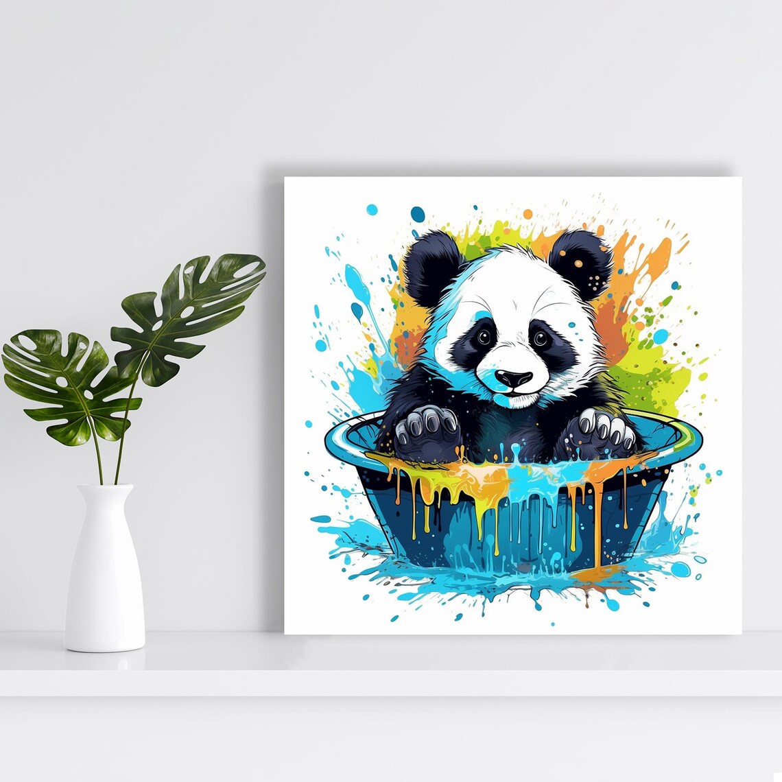 Splashy Panda Bath Time, Whimsical Animal Poster - Image 2