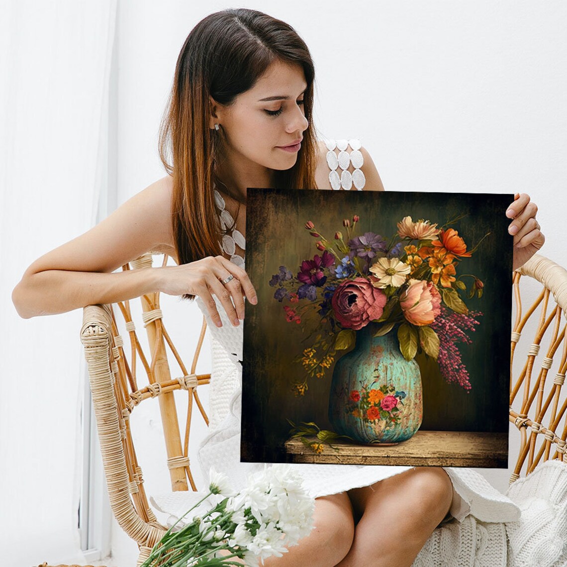 Flower Vase Botanical Art Print for Living Room - Image 3