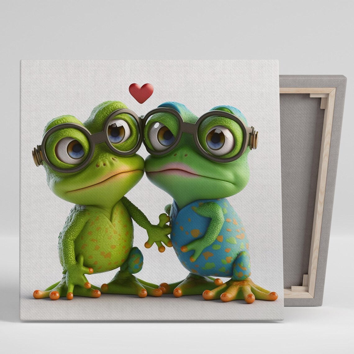Abstract Frog Couple Valentine Wall Art Print