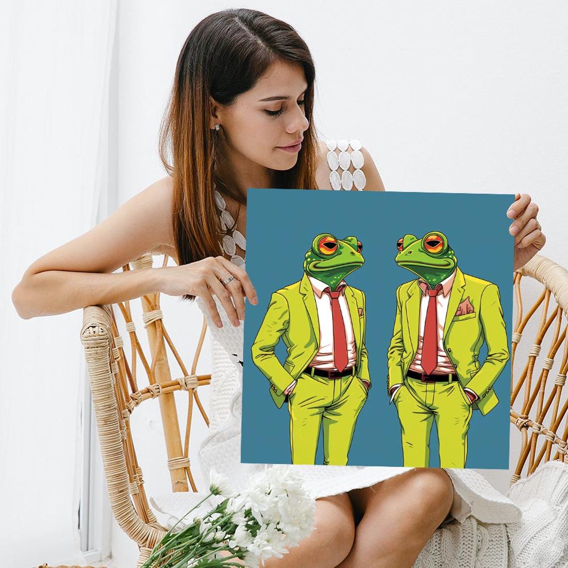Dapper Frogs In Business Suits With Red Ties Pop Art Wall Poster - Image 3