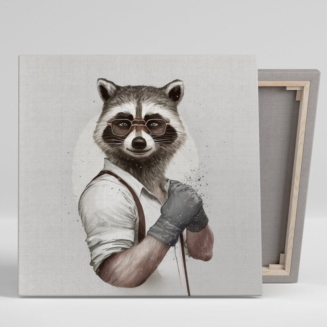 Raccoon Portrait Art Print, Whimsical Contemporary Decor
