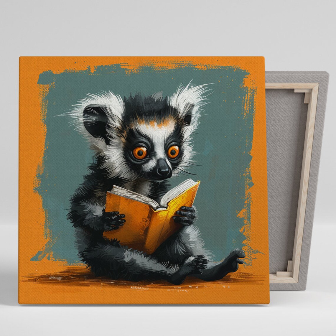 Lemur Bookworm Whimsical Animal Decor Art Print
