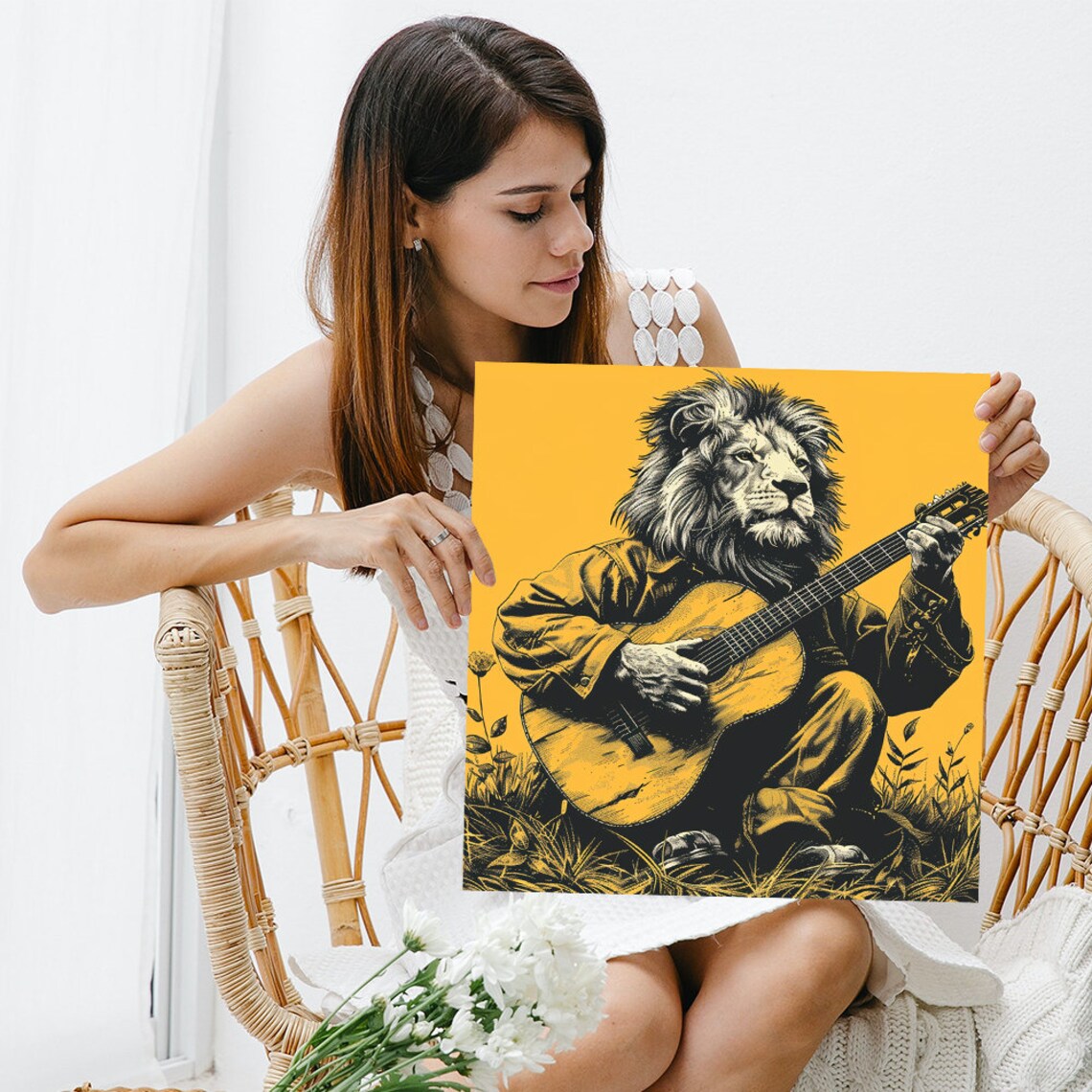Lion Guitarist Contemporary Decor Art Poster - Image 3