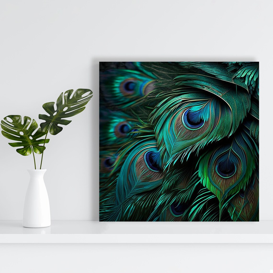 Colorful Peacock Feather Art Print, Wall Decor - Image 2