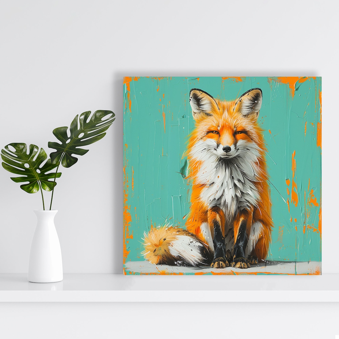 Fox Portrait, Whimsical Modern Decor Art Print - Image 2