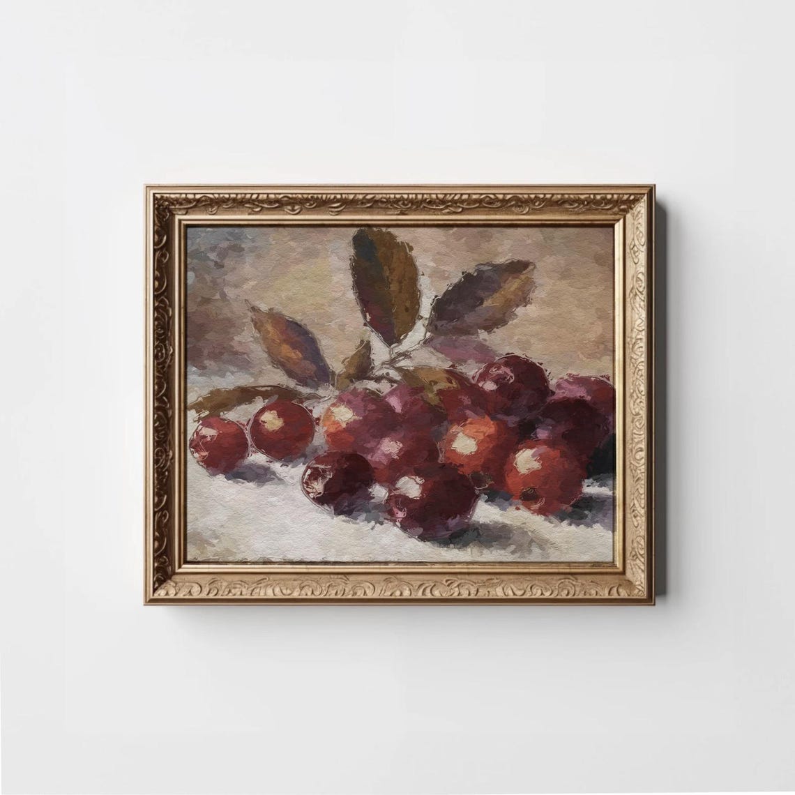 Ripe Red Orchard Fruit Still Life Vintage Kitchen Painting Print
