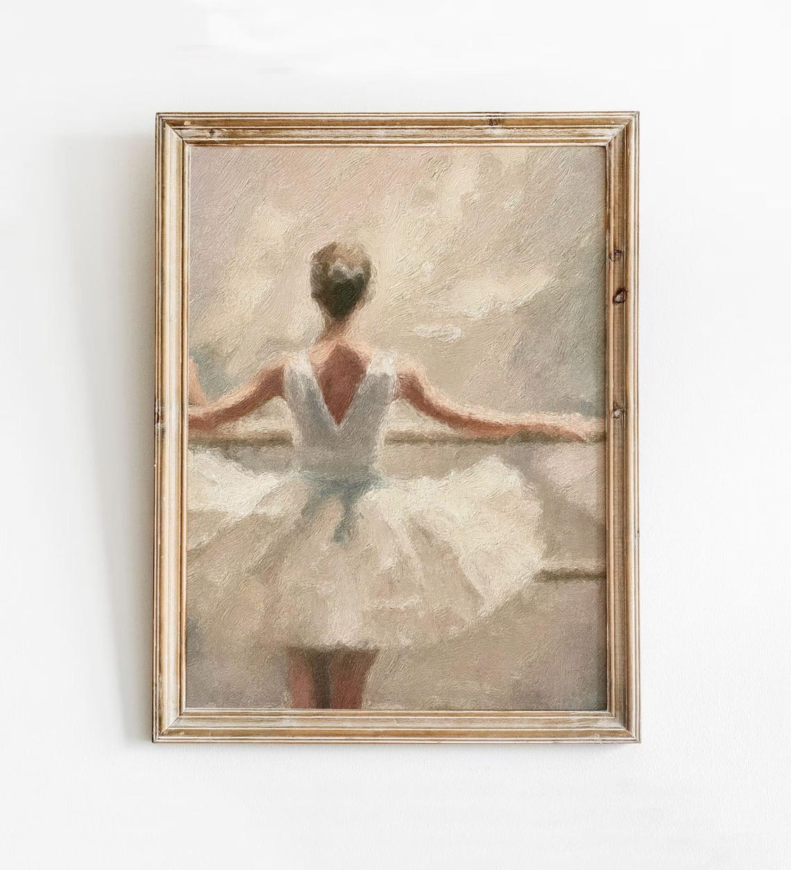 Ballerina Back View At Barre Muted Neutral Ballet Dancer Art Poster