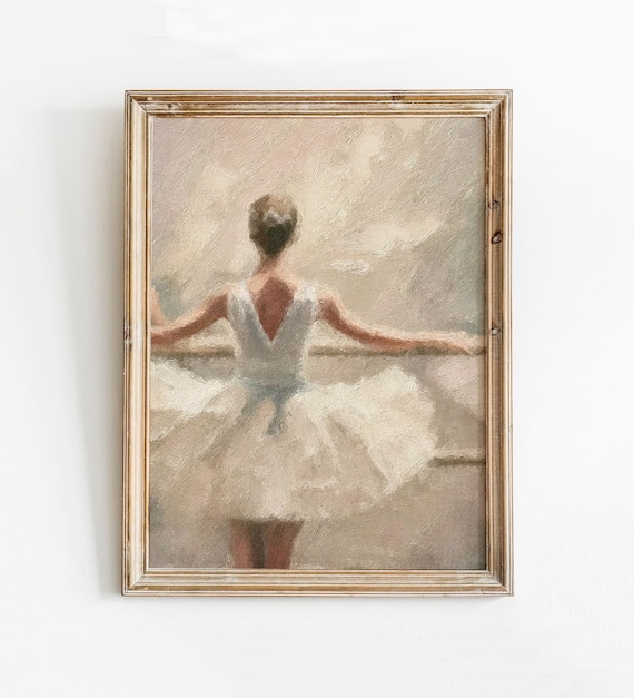 Ballerina Back View At Barre Muted Neutral Ballet Dancer Art Poster