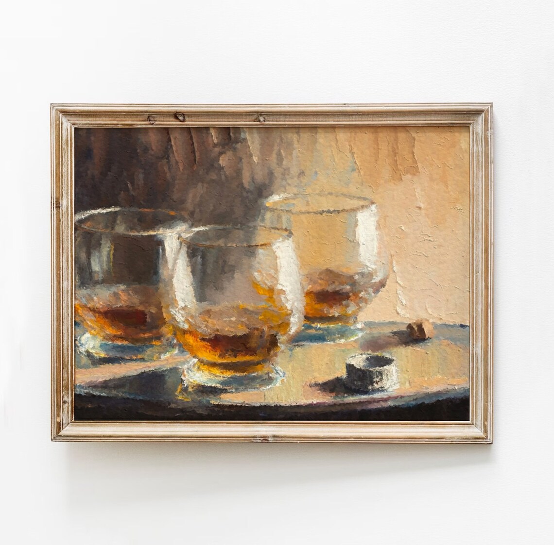 Whiskey Glasses Rustic Cocktails Art Print