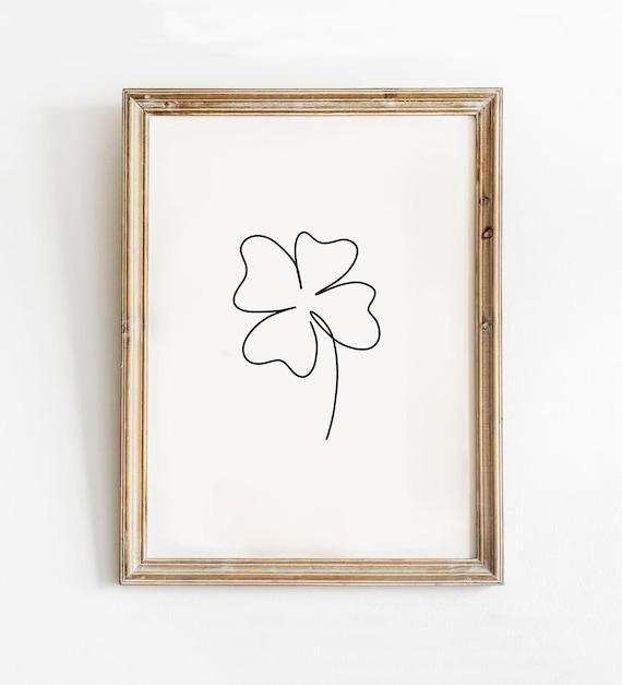 Clover Line Print, Shamrock Wall Art Print