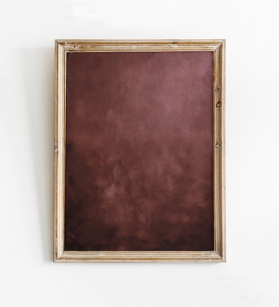 Dark Burgundy Maroon Moody Abstract Oil Painting Style Wall Art