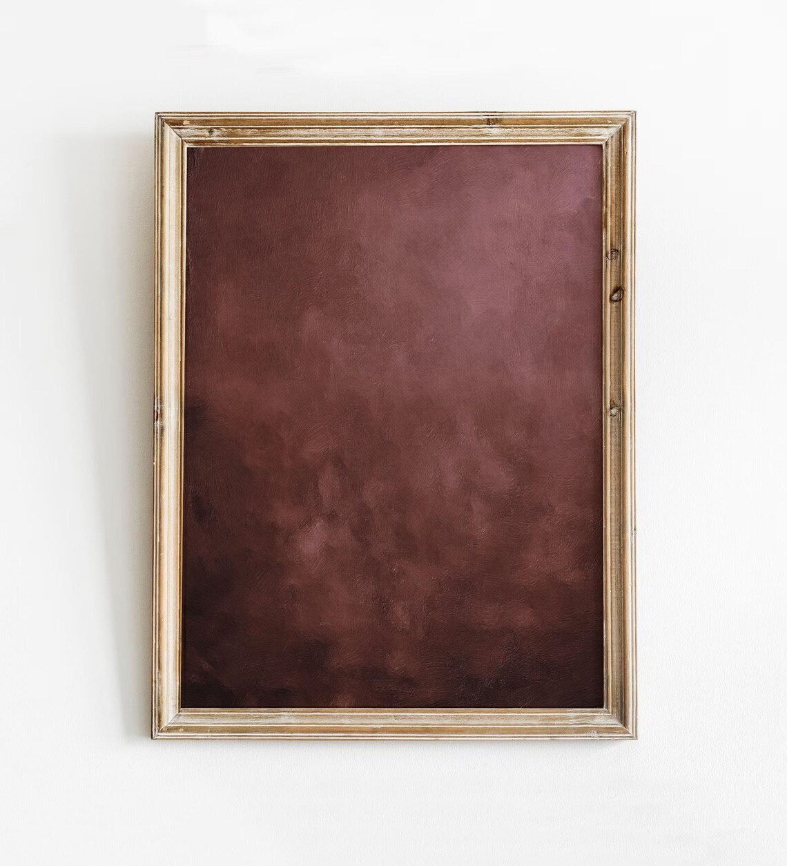 Dark Burgundy Maroon Moody Abstract Oil Painting Style Wall Art