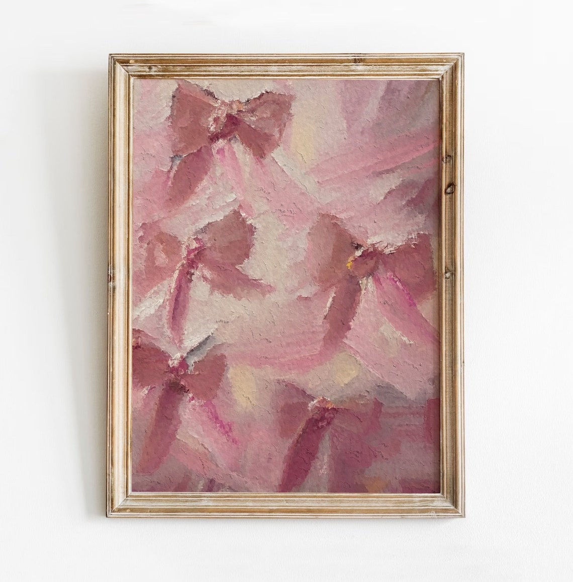 Pink Bows Coquette Abstract Soft Pink Nursery Bedroom Wall Art