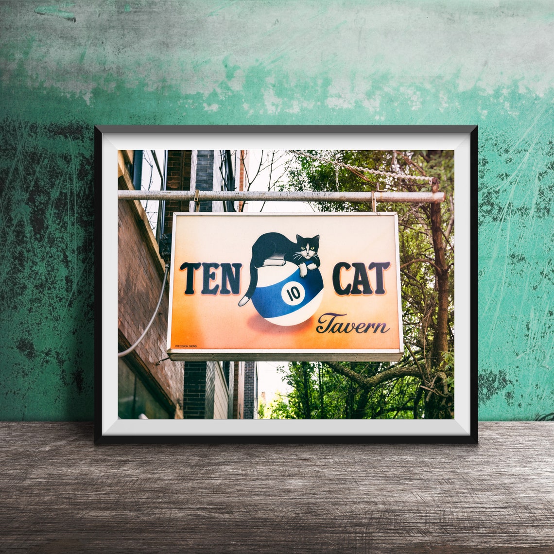 Ten Cat Tavern Chicago Black Cat Billiard Ball Bar Sign Poster