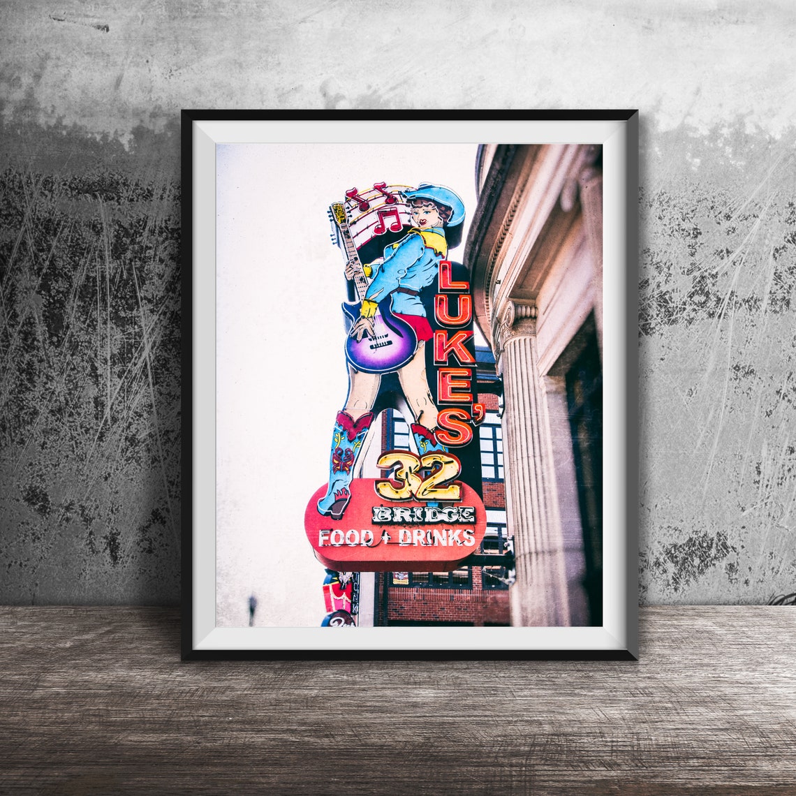 Lukes 32 Bridge Nashville Bar Neon Sign Photography Wall Art Photo Broadway Music City Photography Country Music Bar