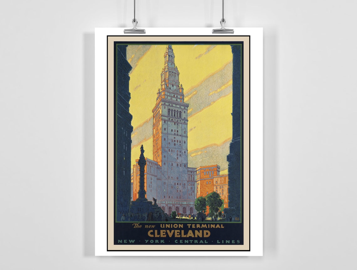 Cleveland Union Terminal Vintage New York Central Lines Poster