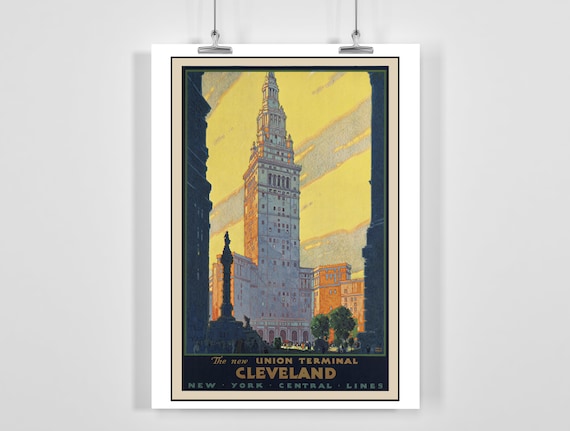 Cleveland Union Terminal Vintage New York Central Lines Poster