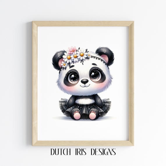 Ballerina Panda Nursery Art Cute Baby Animal Print Adorable Decor Kids Room Wall For Children 230