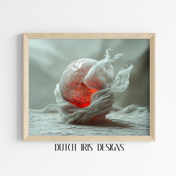 Moody Floating Sphere Art Surreal Abstract Wall Ethereal Modern Decor Shattered Unique Print 210